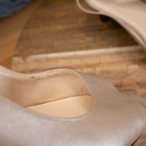 Cole Haan Cream Peep Toe Heel Slingbacks Career Cocktail Size 9.5 B EUC - Picture 8 of 9
